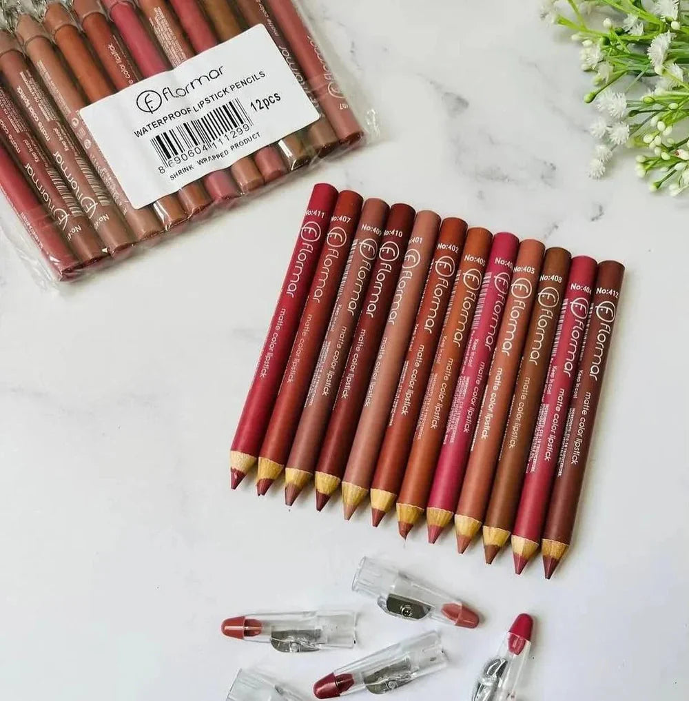 Flormar 12 pcs Matte Color Lip Pencil Set