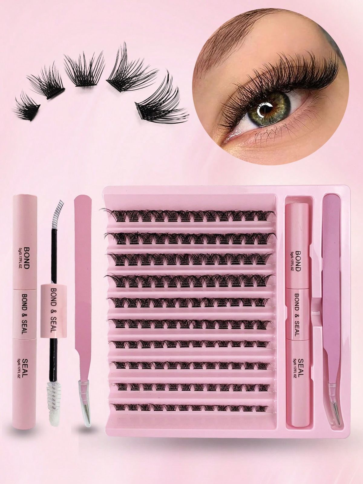 ANJIEER Mink & Soft Natural DIY Cluster Lashes Extension Kit